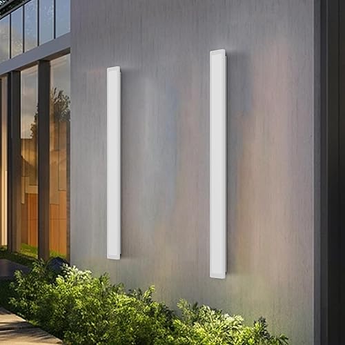 Vista 109 de Paquete de 2 luces para exteriores, moderna lámpara de pared para exteriores, tira larga, aplique de pared LED IP65, luz cálida antioxidante, 3000