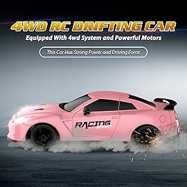 Remote Control Car RC Drift Car 2.4GHz 1:24 Scale 4WD 15KM/H High Speed Model Vehicle with LED Lights Drifting Tire Racing Sport Toy Car for Adults Boys Girls Kids Gift 2Pcs Rechargeable Batteries