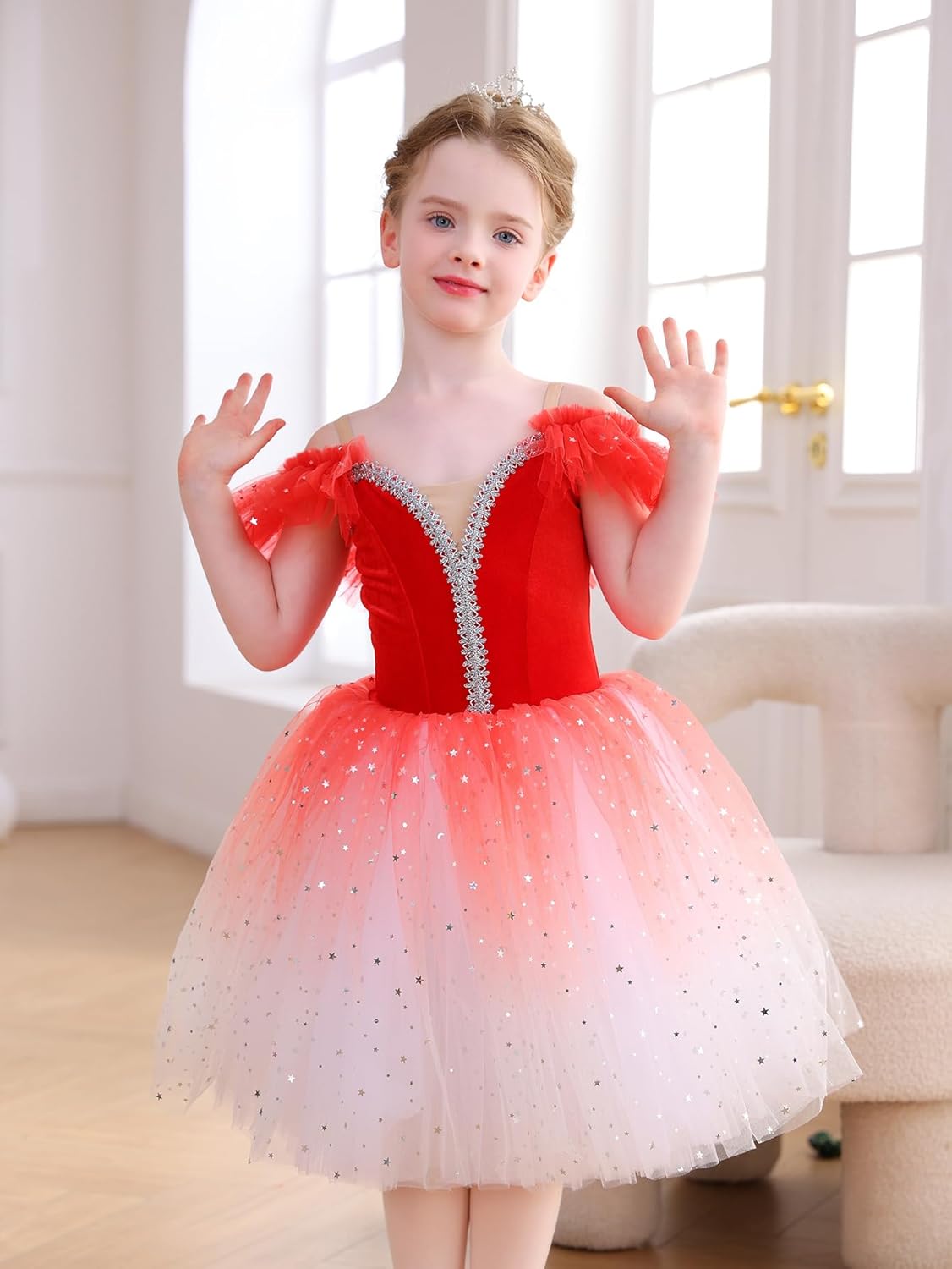Mecceos Ballet Tutu for Girls Ballerina Swan Lake Costume Toddler Leotard Ballet Dance Costumes