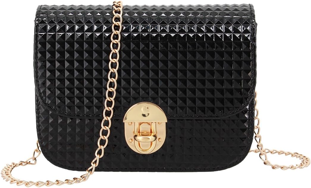 Segreto Women Shiny Hologram Holographic Crossbody Bag Shoulder Bag Handbag Shopping Bag Purse(Black)