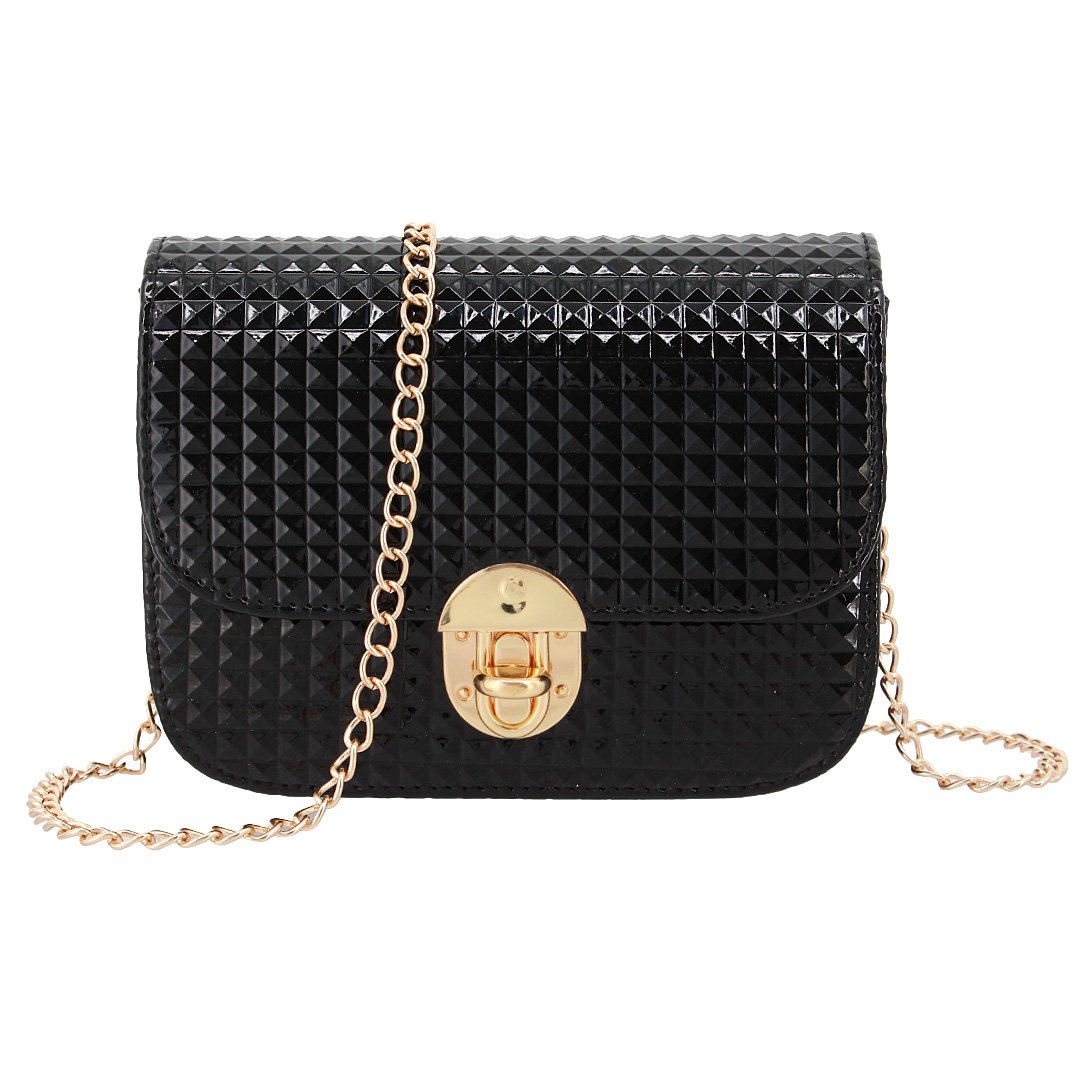 Segreto Women Shiny Hologram Holographic Crossbody Bag Shoulder Bag Handbag Shopping Bag Purse(Black)