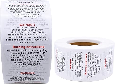 1000pcs Candle Warning Labels - 1.5in Jar Stickers, Safety Stickers for DIY Candle Jars & Tins