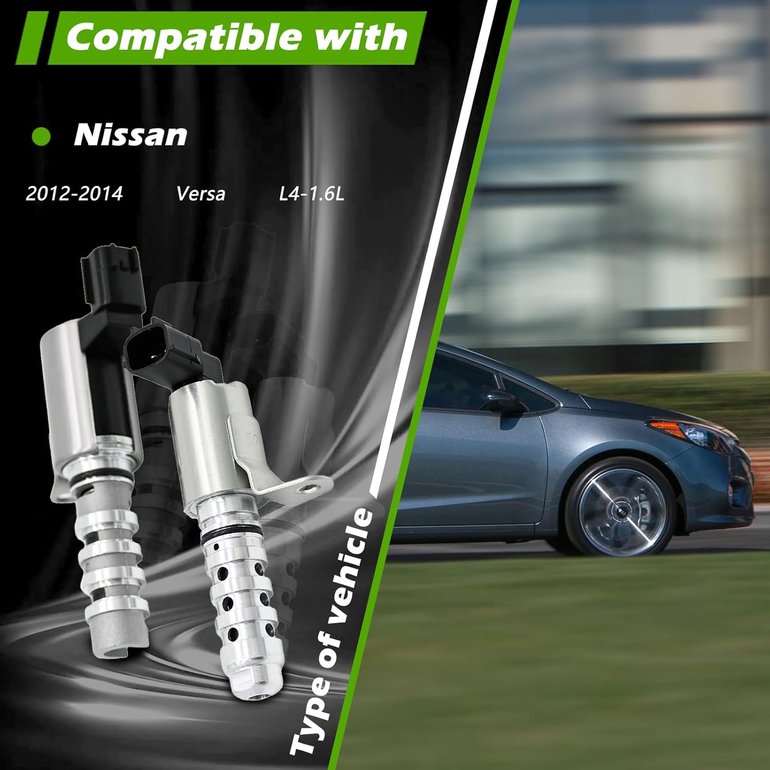 2 Pcs Intake & Exhaust Left Right Engine Variable Valve Timing VVT Solenoid L4 1.6L Compatible with Nissan Versa 12 13 14 2012 2013 2014 Replaces 23796EN200 23796ED00B 23796ED00D