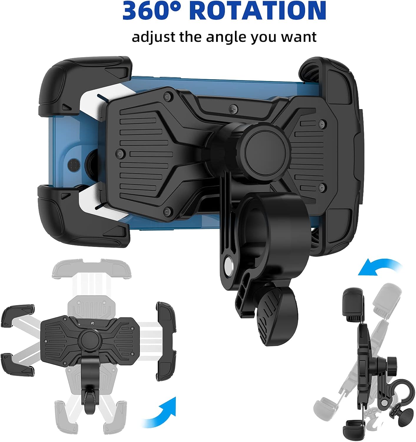Bike Phone Mount, Motorcycle Phone Mount, Full Protect Anti Shake Slip Bike Phone Holder, 360 Degree Rotation Universal Cell Phone Holder for Bike : Automotive