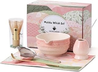 8 Pcs Matcha Whisk Set. Matcha set includes matcha bowl with Cherry Blossom