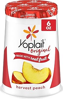 Yoplait Original Low Fat Harvest Peach Yogurt Cup, Made with Real Fruit, 6 oz