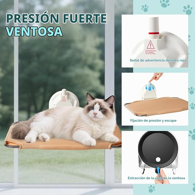 Foto 2 de 7 de LORSJOY Hamaca Gato Ventana Plegable, Cama Colgante para Mascotas