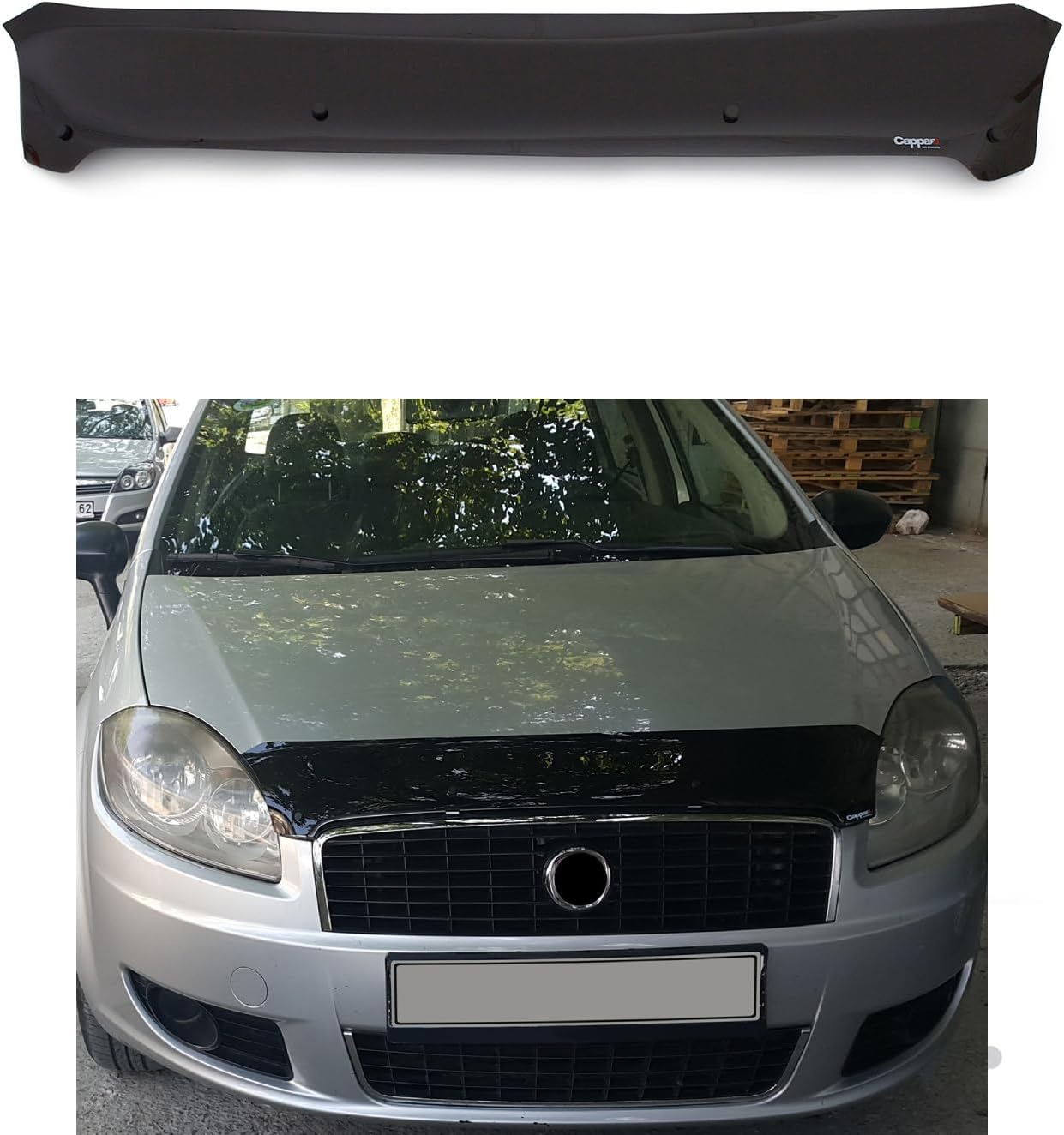 BMY Hood Deflector/Front Bug Shield Compatible for Fiat Linea 2007-2018 Hood Guard Bonnet Protector | Particles & Bug | Car Accessories