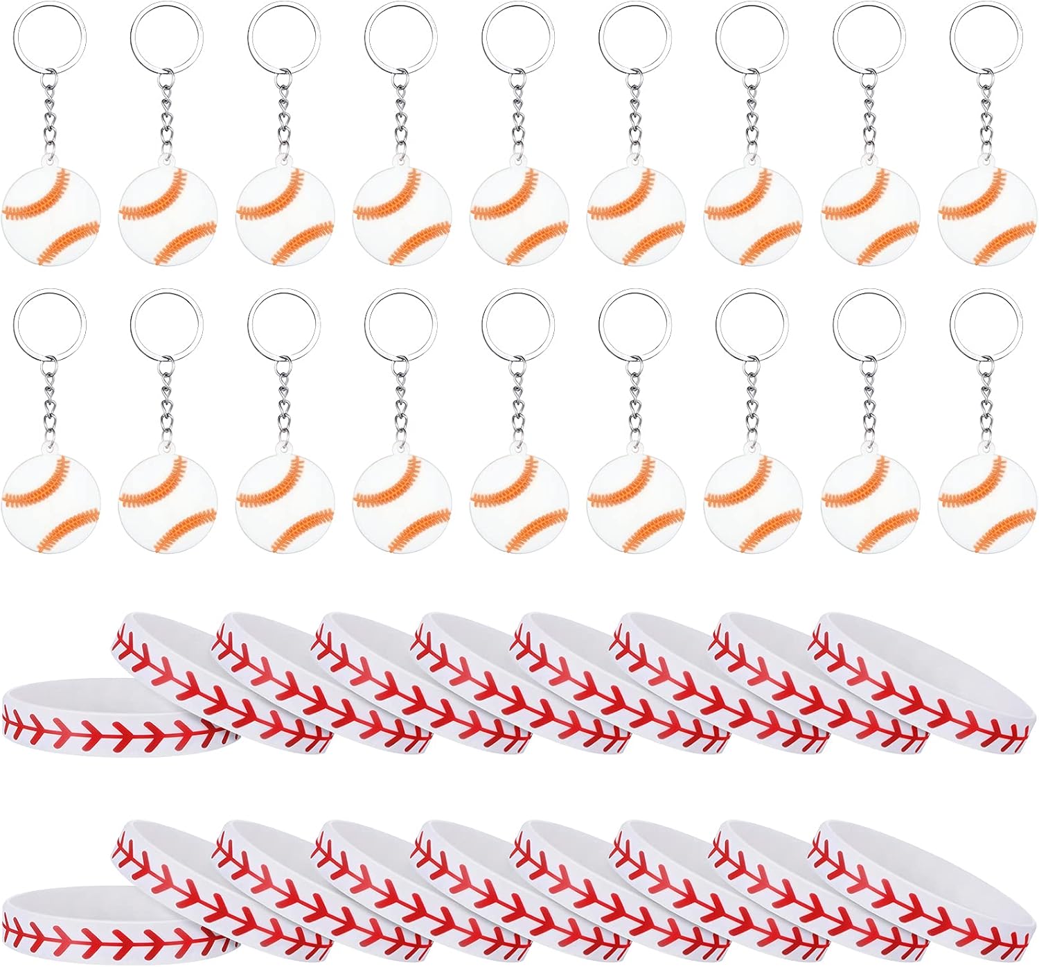 Hicarer 18 Pieces Baseball Rubber Bracelets Baseball