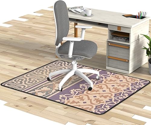 Tapete para silla de oficina resistente para alfombra y piso de madera dura, tapete bohemio para silla de escritorio, 36 x 48 pulgadas, tapete de