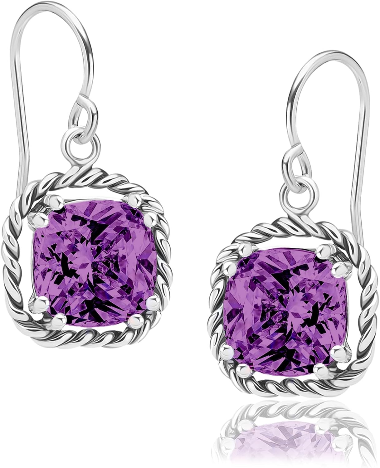 925 Sterling Silver Dangle Earrings for Women - Rope with Cubic Zirconia Vintage Design - Hypoallergenic, Lead & Nickel Free - Artisan Handcrafted Statement Earrings by Jean Rachel Jewelry