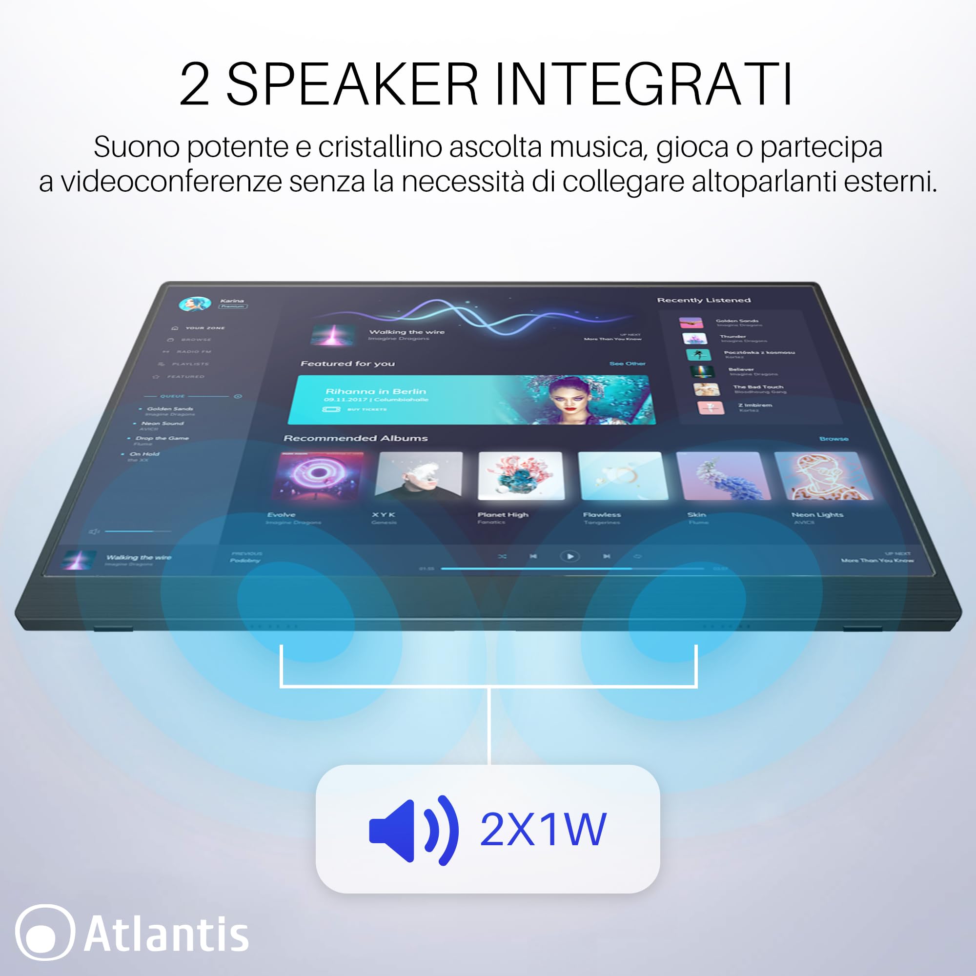 Atlantis Monitor Portatile 16” IPS Full HD, HDMI/USB-C, sotto 1 kg | Speaker 2x1W, inclinazione regolabile, per notebook, console e Switch, cavi inclusi, cod. A05-P156WP