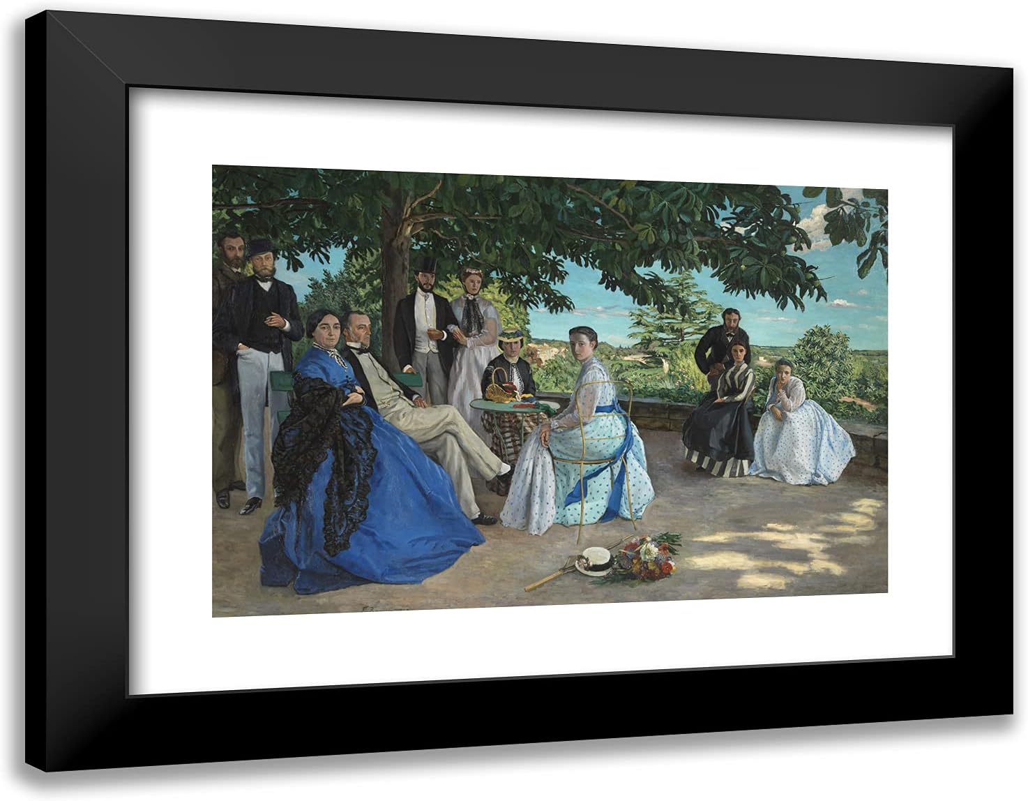 ArtDirect Bazille, Frederic 24x19 Gold Ornate Framed Art Print with Double Matting Titled: Family Reunion l