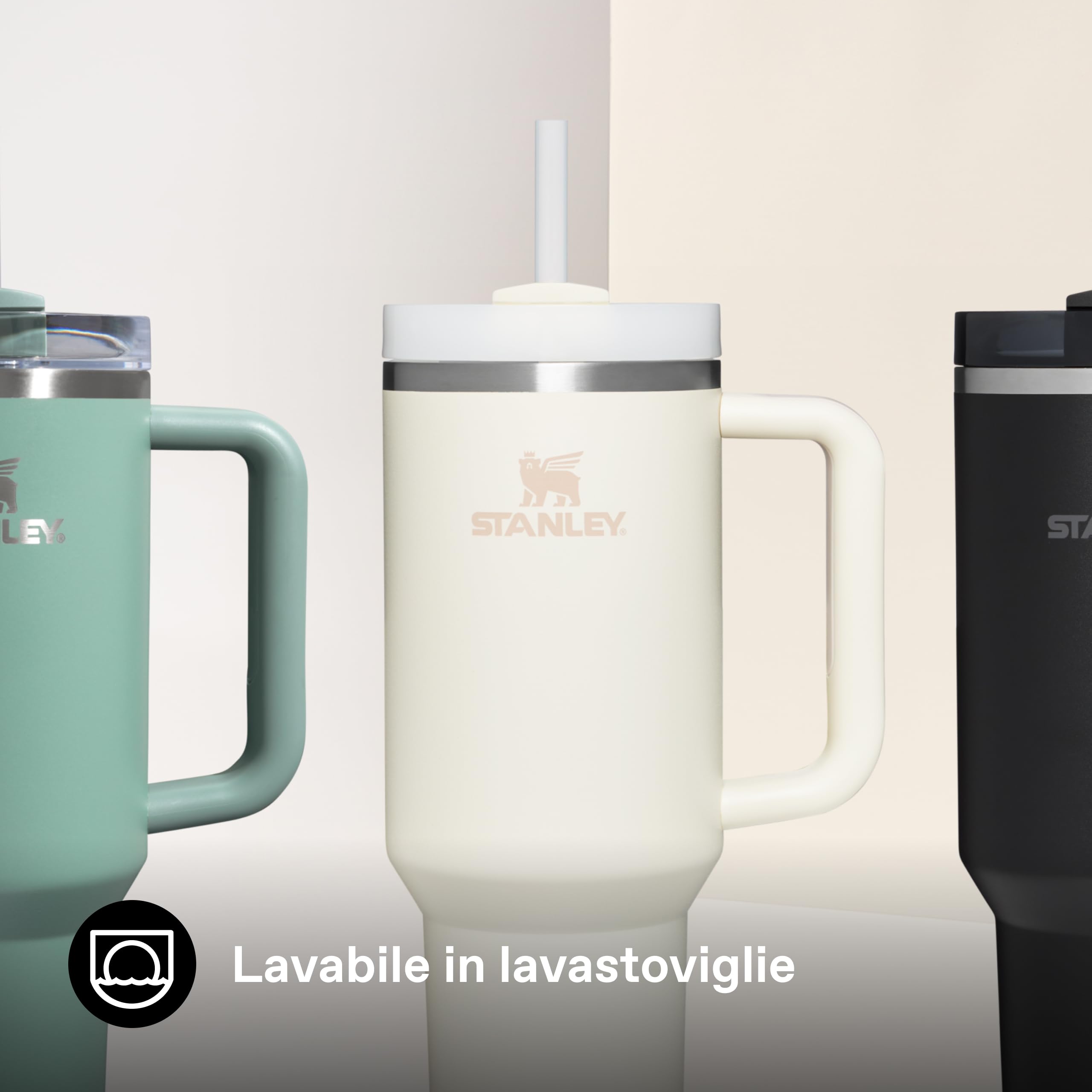 STANLEY Quencher H2.0 Flowstate Borraccia Con Cannuccia 1.2L - Freddo Per 11 Ore - Con Ghiaccio Per 48 Ore - Senza BPA - Tazza Termica Con Manico - Cream Tonal