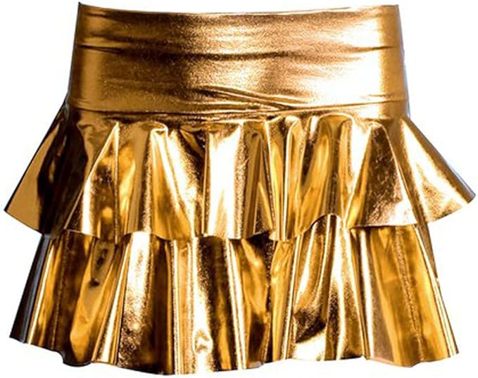 FashionMark Womens Metallic Shiny Rara Skirt Ladies Short Stretchy