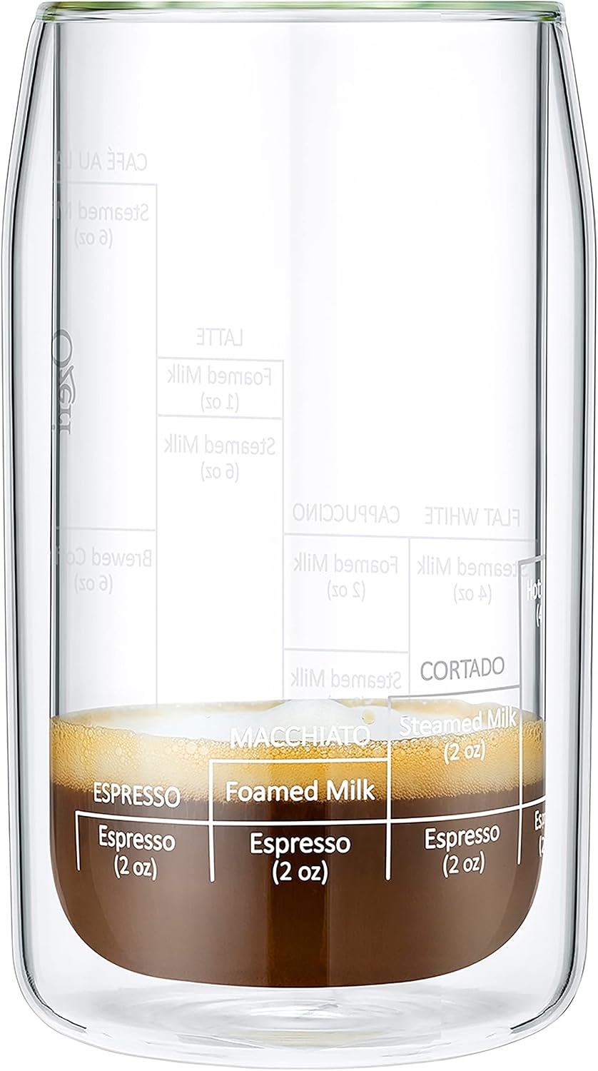 Ozeri Moderna Artisan Series Double Wall Barista Coffee Glass, 15 oz, Clear (Pack of 2)