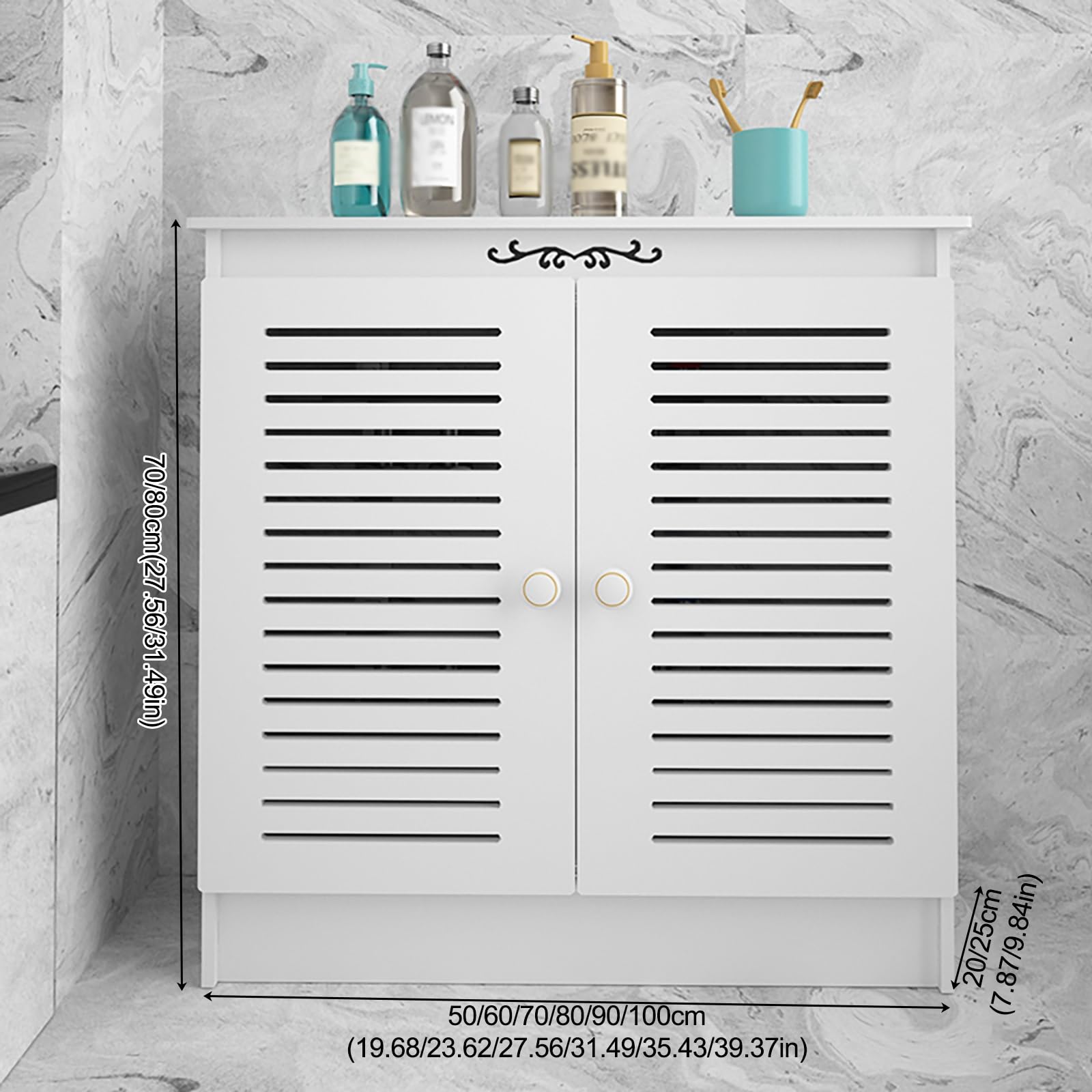 Generico Copritermosifone Bianco Moderno con ripiano portaoggetti - Elegante mobiletto riscaldante per l'arredamento della casa, Facile da Montare, Perfetto per Il Soggiorno (50x80x20 cm/19,68x31,49x
