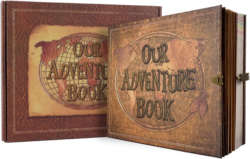 Our Adventure Scrapbook with 180 Pages Embossed Words Hard Cover Travel Book, Guest Book for Anniversary, Christmas, Valentine's, Wedding, Baby