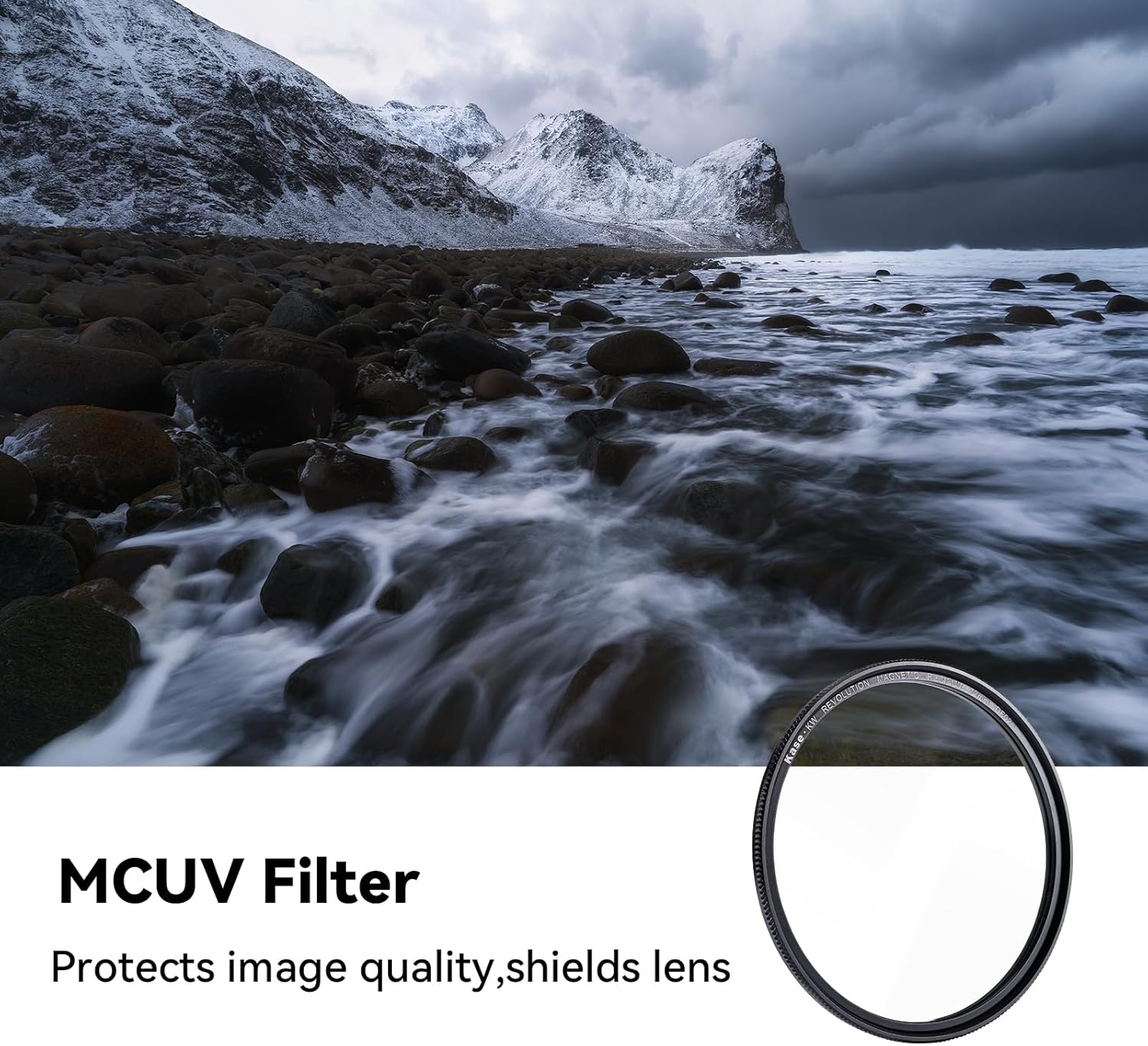 Kase 55mm KW Revolution Plus MCUV Magnetic Slim UV Filter, HD Optical Glass, Double-Sided Waterproof & Scratch-Resistant, 1-Second Snap-on for Canon Nikon Sony Lens (with Inlaid Ring)