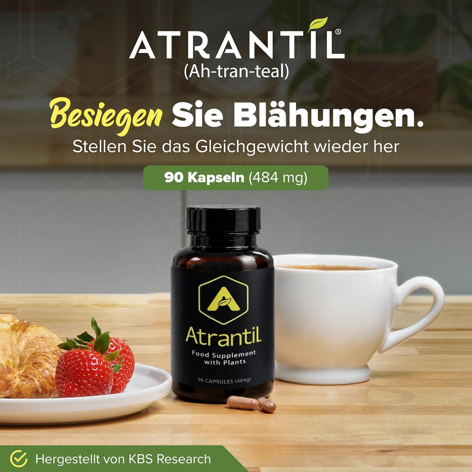 Atrantil - Natürliche Verdauungshilfe bei Blähungen und Bauchbeschwerden, 90 Kapseln