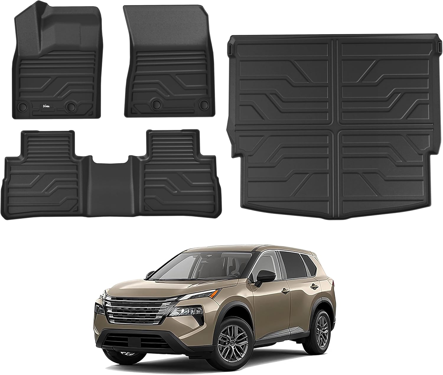 Floor Mats for 2021-2025 2026 Nissan Rogue S/SV/SL/Platinum/Rock Creek (Not for Sport), TPE Rubber All Weather Protection Floor Liners Cargo Mats Full Set Rogue Accessories Car Mats