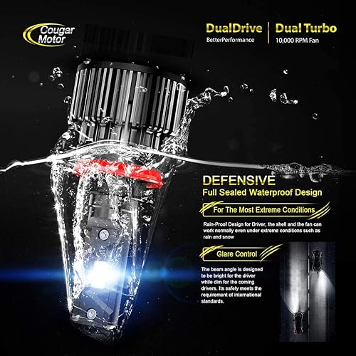 Miniatura 6 de Cougar Motor Luz antiniebla LED H11, luz antiniebla H8, luces LED H9, serie K16, 18000 lm, 60 W, 6000 K, reemplazo halógeno blanco frío