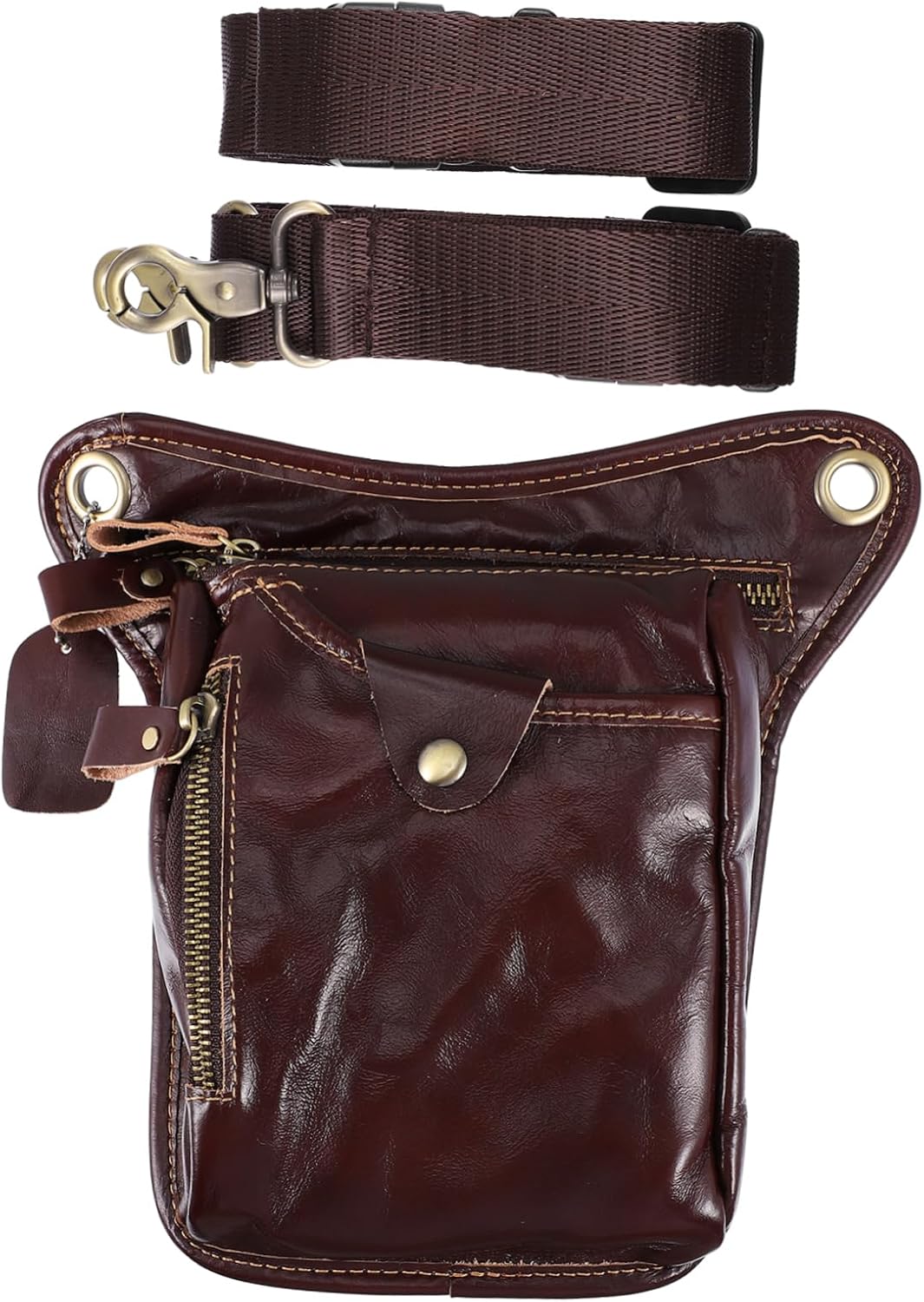 VICASKY Men's Retro PU Leather Cycling Phone Bag Waist Pack Multi-Functional Outdoor Sports Pouch for Hiking and Travel