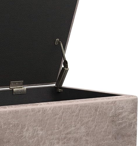 Miniatura 42 de SIMPLIHOME Shay - Otomana rectangular moderna de mediados de siglo de 48 pulgadas de ancho en piel sintética vegana envejecida, color marrón, Sillín