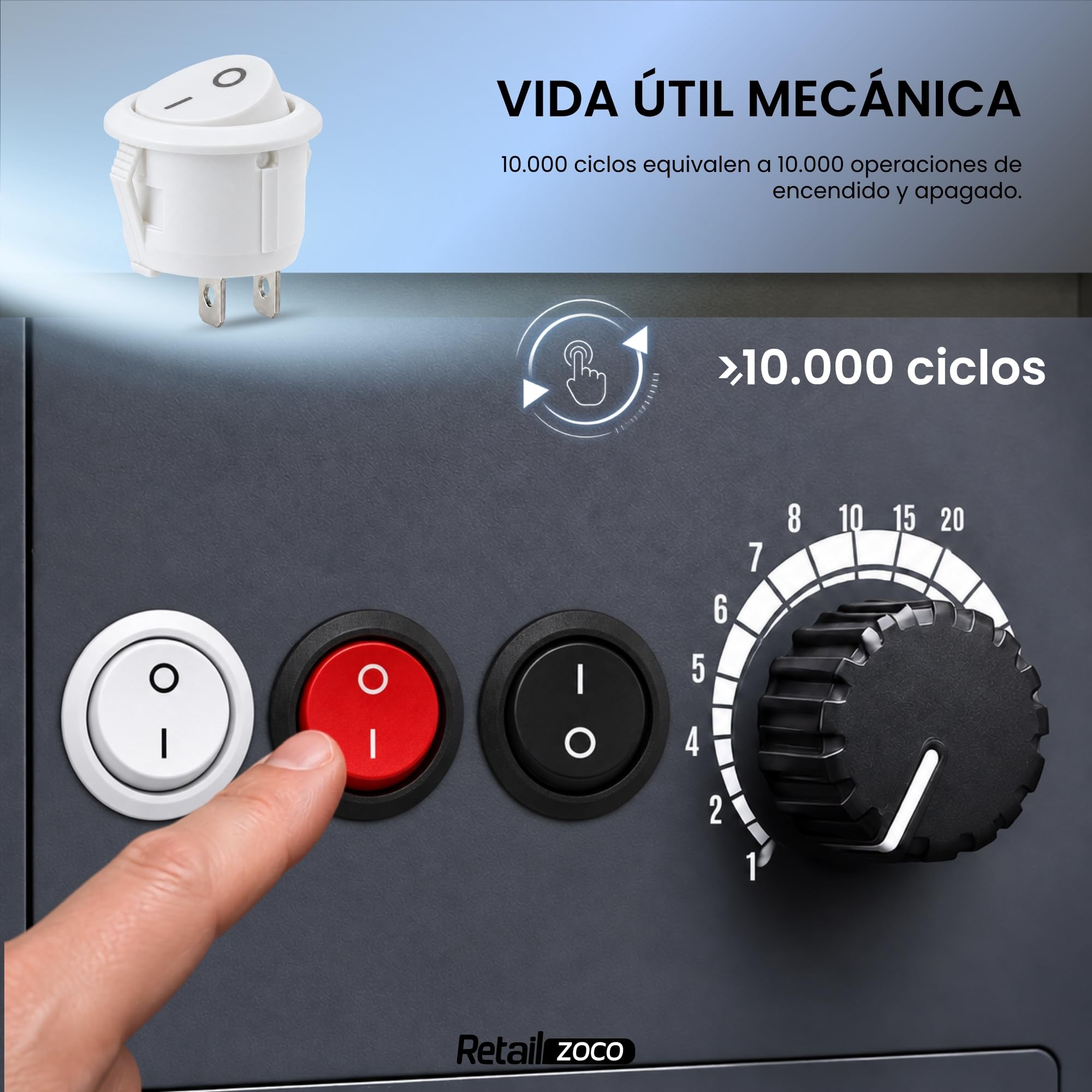 Interruptor Redondo Basculante SPST ON/OFF 2 pin, 1 Unidad - imagen 6
