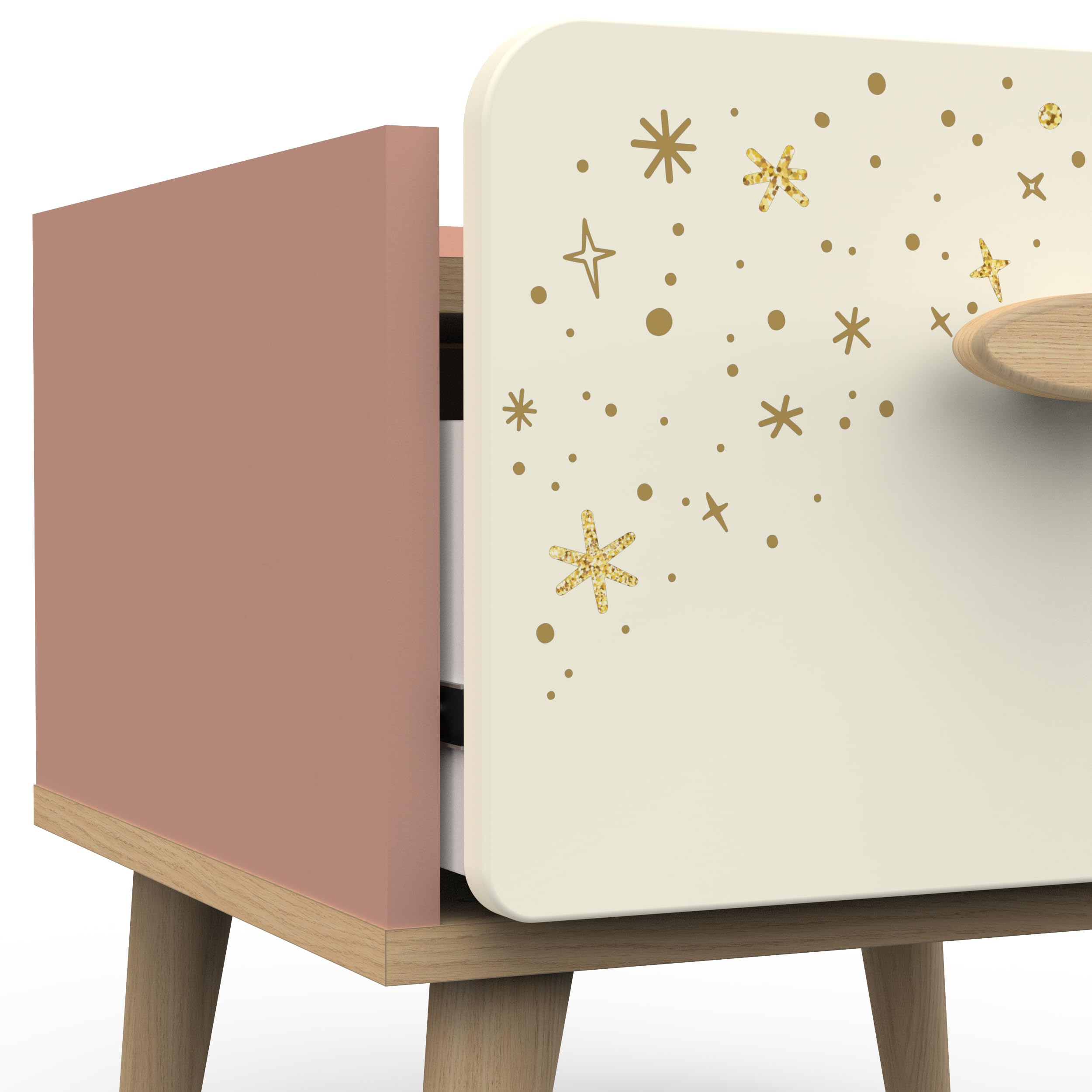 Demeyere Table de Chevet Enfant 1 Tiroir Rose et Blanche – Peinture Non Toxique – Petite Table de Nuit 40x40x36cm – Meuble de Chambre d’Enfant – Gamme Suzie