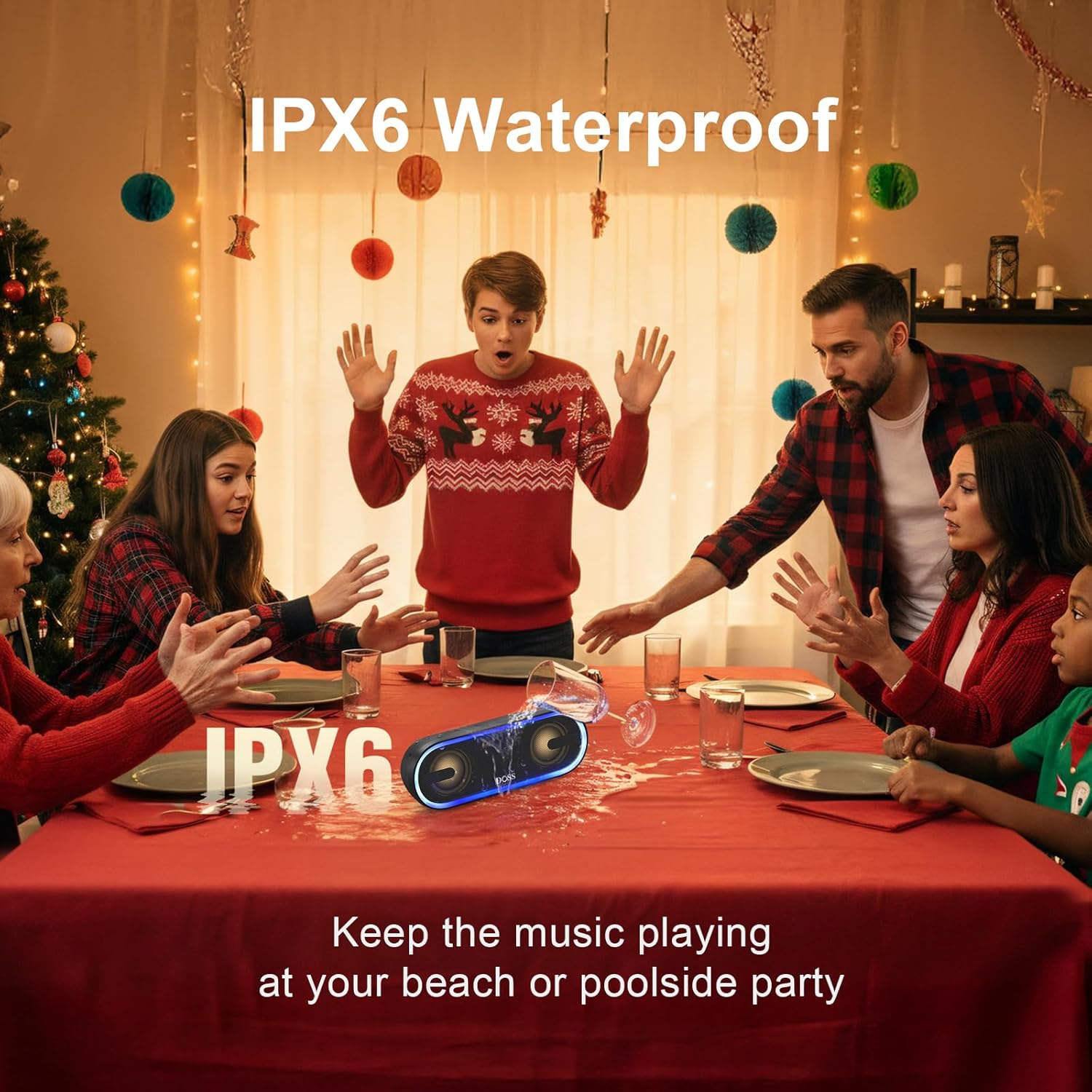 DOSS SoundBox Pro+ P300 Bluetooth Speaker with 40W Stereo Sound, Extra Bass, IPX6 Waterproof, TWS Pairing, Diverse Lights Show, 20H Playtime, Portable for Party, Camping, Beach - Image 6