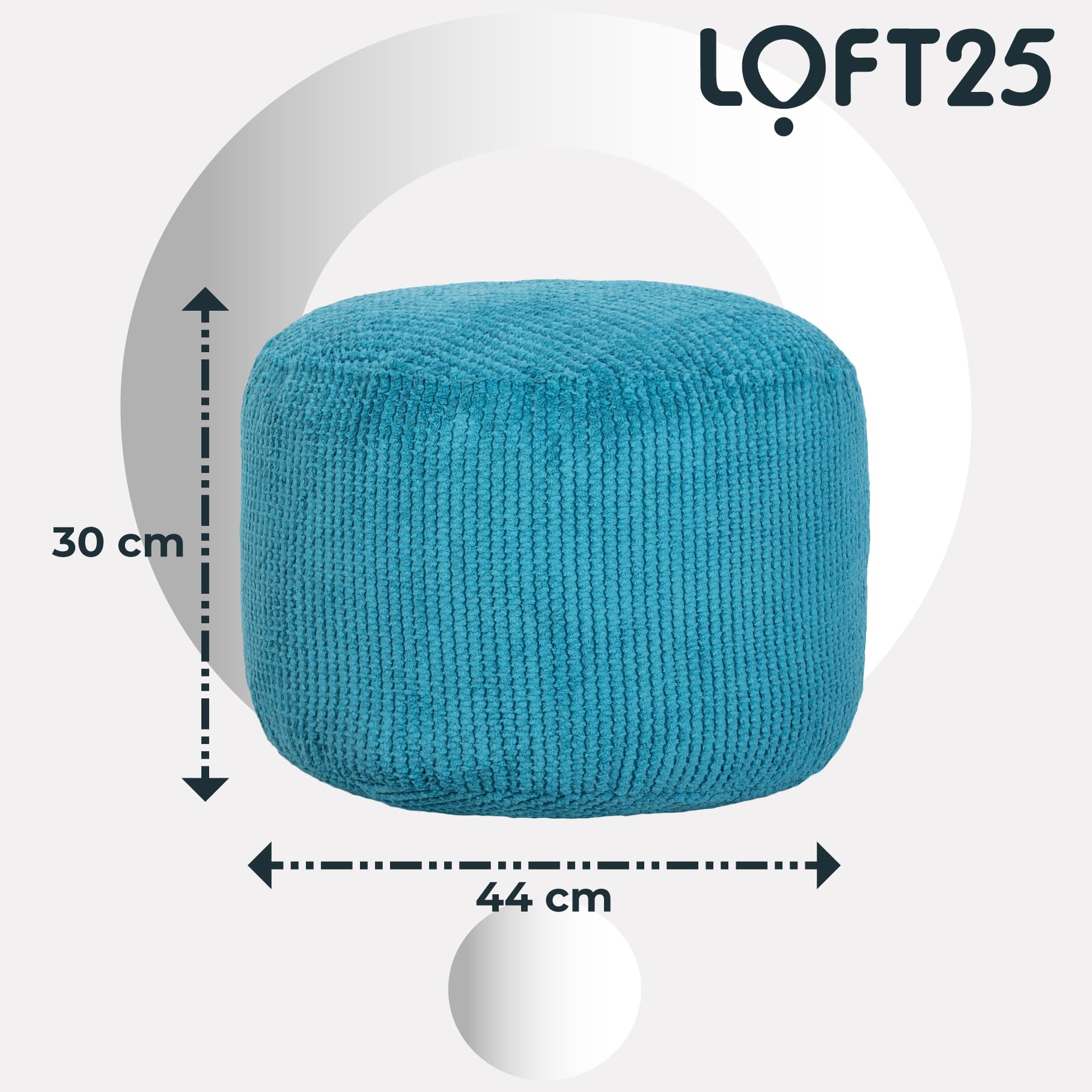 Loft 25 Tabouret de Pieds en Forme de Sac de Haricots Rond Bubble | Repose-Jambes pour Salon d'intérieur | Pouf Ergonomique | Ultra Confortable et Durable (Sarcelle)