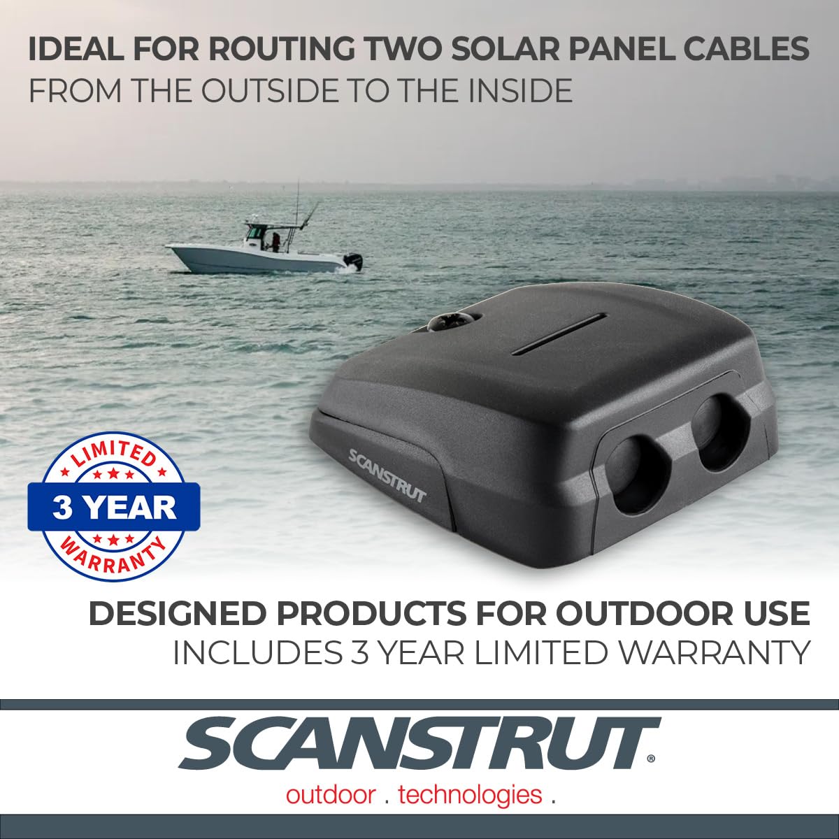 Scanstrut DS-HD10-BLK - Guarnizione per Cavi Orizzontale Doppia, Colore: Nero