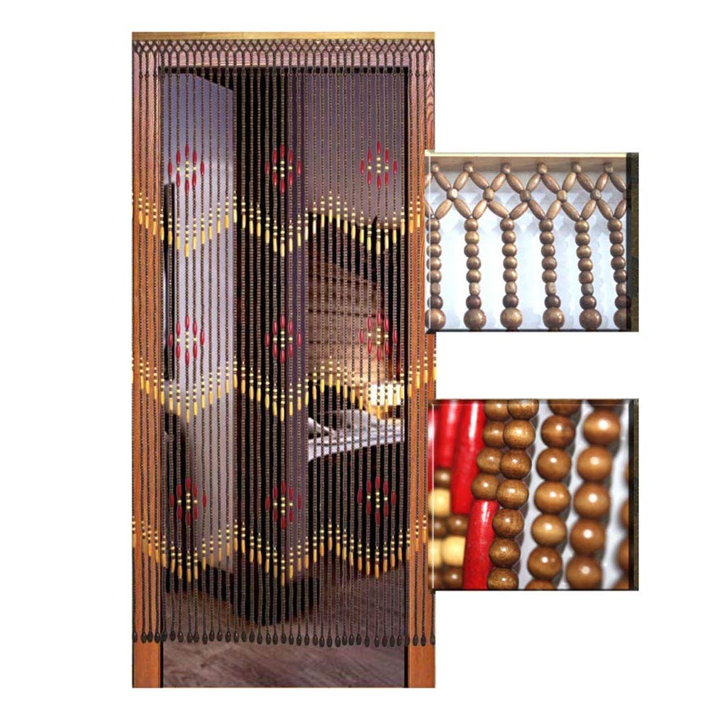 Rideau de porte perlé en bois artisanal | Décoration rétro et fait main sur mesure