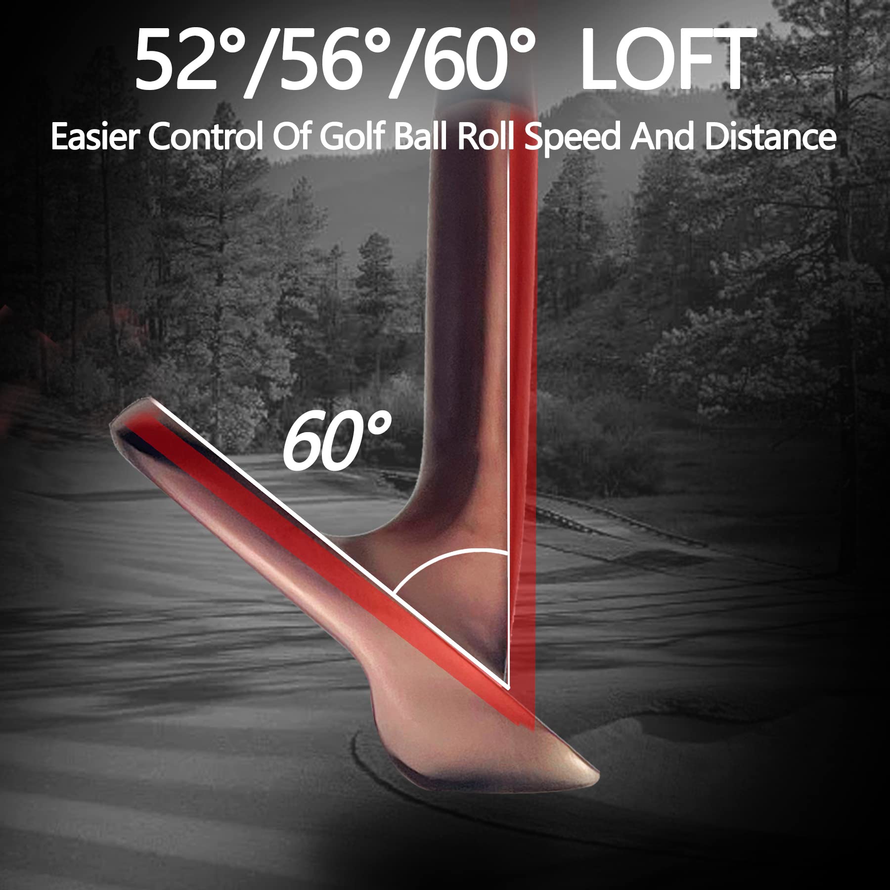 3 PCS Wedge Set or Individual Golf Wedges, Available in 52° Gap Wedge, 56° Sand Wedge and 60° Lob Wedge for Man and Woman Right Hand, Deeper Grooves for Mixer Spin