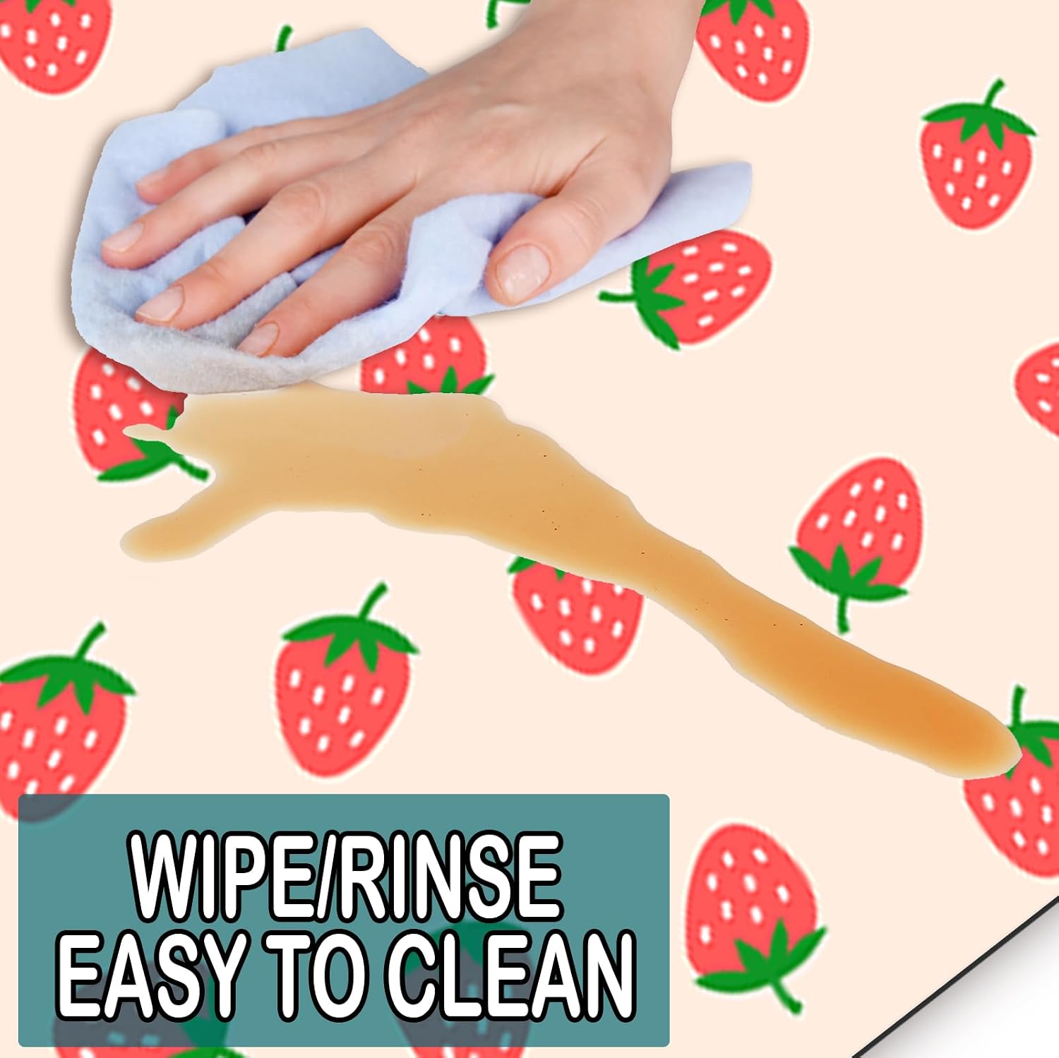 Strawberry Kitchen Decor-Pink Drying Mat,Absorbent and Non-Slip Kitchen Mat for Sink,Dish Rack Coffee Bar,Cute Kitchens Mats that Protects Countertops Dries Dishes Fast 12x20 Inches