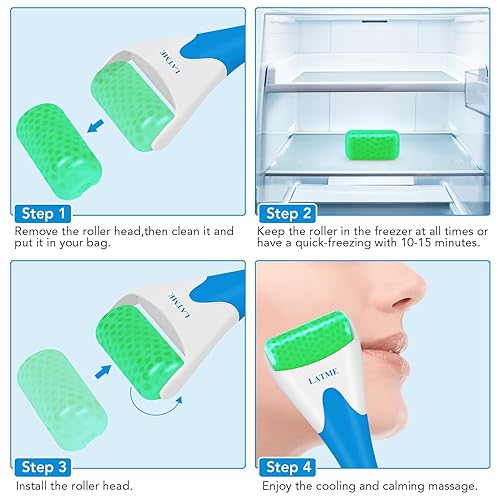 Miniatura 4 de LATME Rodillo de hielo para cara y ojos regalo para el día de la madre ayuda con un hinchazón migraña alivio del dolor y lesiones menores productos