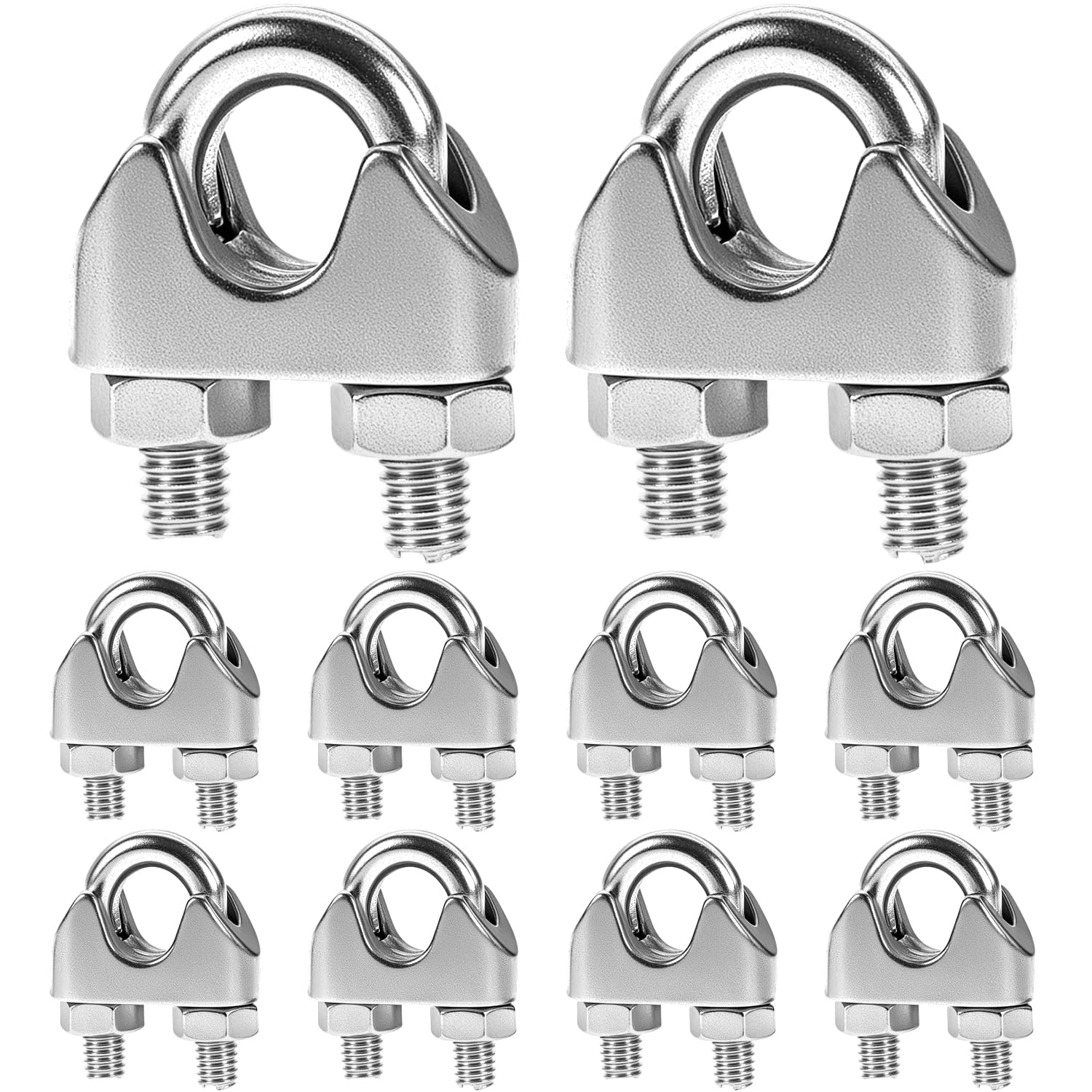 6-Pack 304 Stainless Steel Wire Rope Clamps - 4mm Single Hole 653379