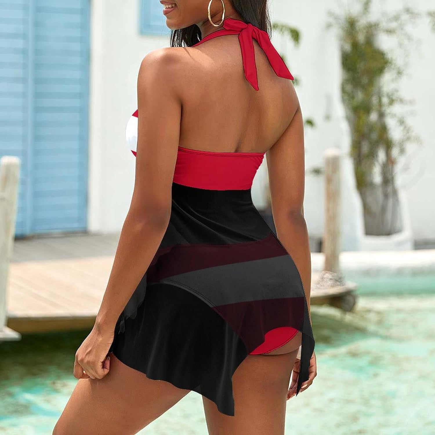 Women's 2 Piece Swimsuit Bahamas Flag Adjustable Strap Swimwear Summer Beach Bathing Suits for Womens