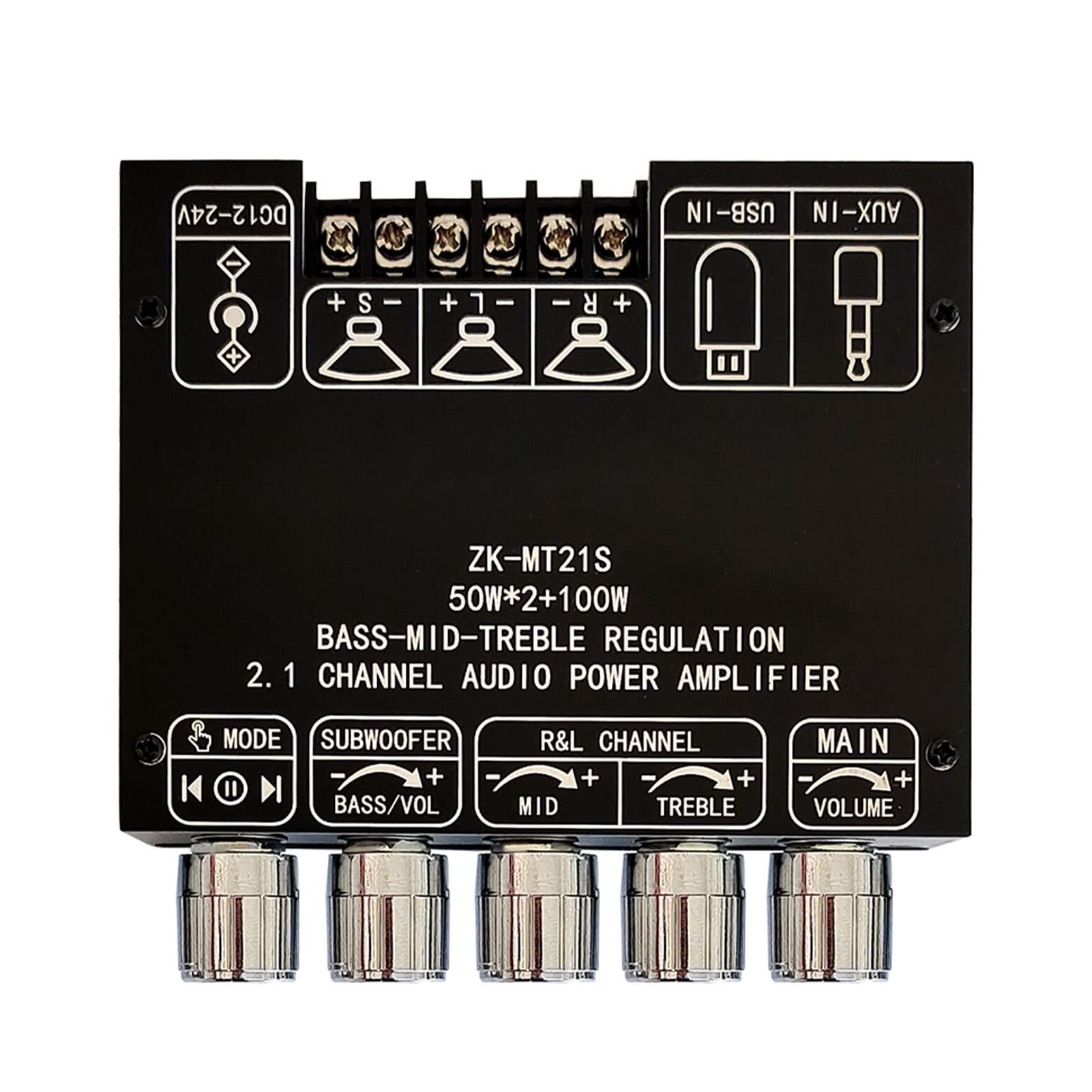 2.1-kanałowa płyta wzmacniacza audio z łącznością Bluetooth i funkcją TWS - moduł subwoofera i wzmacniacza stereo z bezstopniowym strojeniem i potencjometrem mechanicznym