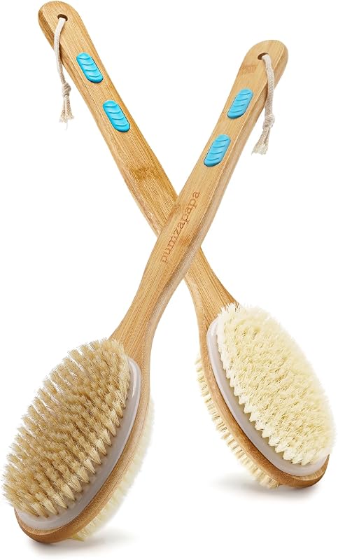 Escova corporal dupla face com cabo longo pumzapapa, 2 unidades