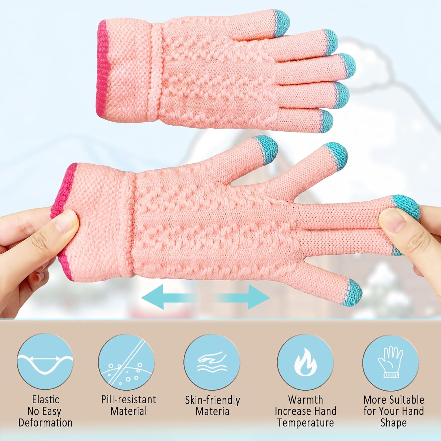 Kids Winter Gloves Boys Girls Children Fleece Knitted Warm Gloves Thermal Snow Mittens for Cold Weather 3-8 Years - Image 5