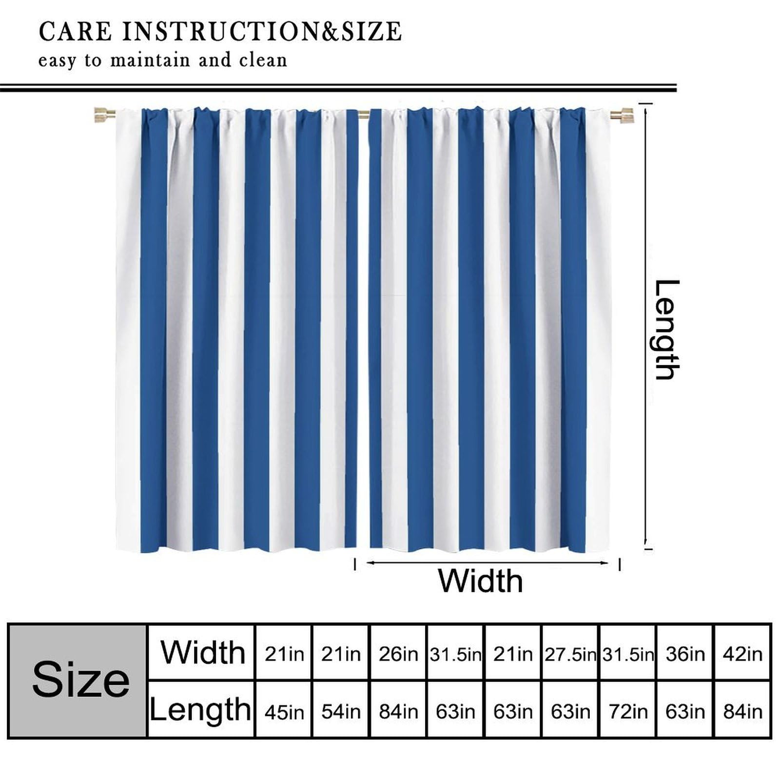 Amazon.com: ZhiRain Blue and White Striped Curtains Vertical