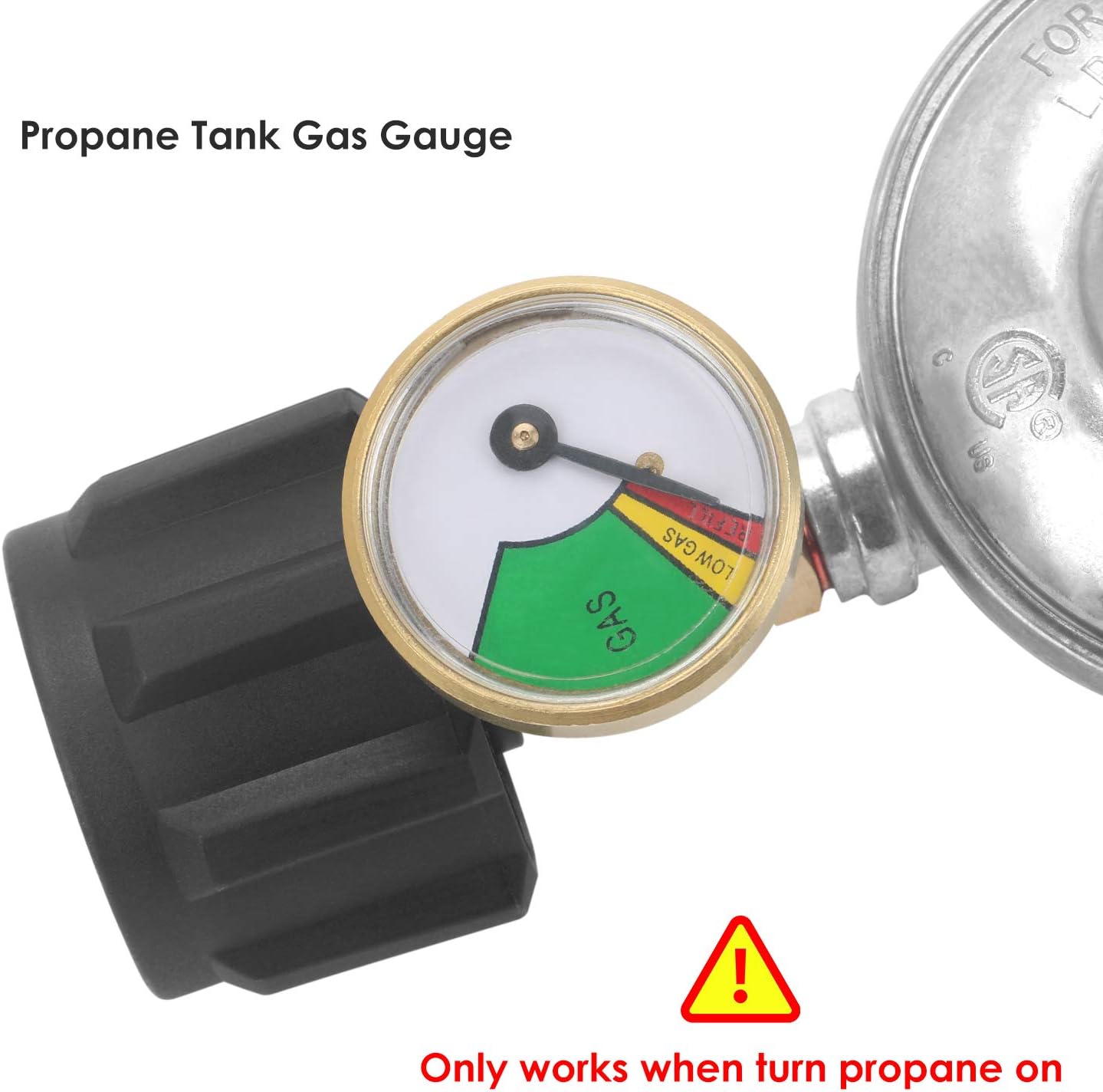 STYDDI 3 Feet Low Pressure Propane Regulator and Hose with Propane Tank Gauge, Universal QCC1 Replacement Hose with Regulator for Most LP Gas Grill, Heater and Fire Pit Table, 3/8 Female Flare Nut