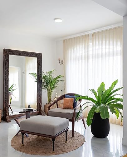 Miniatura 3 de The Home Talk Alfombra bohemia de yute de 5 pies redonda tejida a mano para decoración de interiores y fiestas, estilo bohemio, elegante, suave y