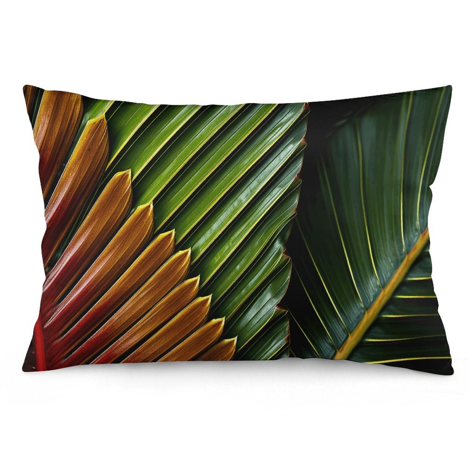 2 Pack Pillow Cases for Hair and Skin, Soft Breathable Pillow Case Covers with Hidden Zipper, Yellow and Green Leaves Pillowcase 16 "x24 Pillow Covers for Sleeping Gift