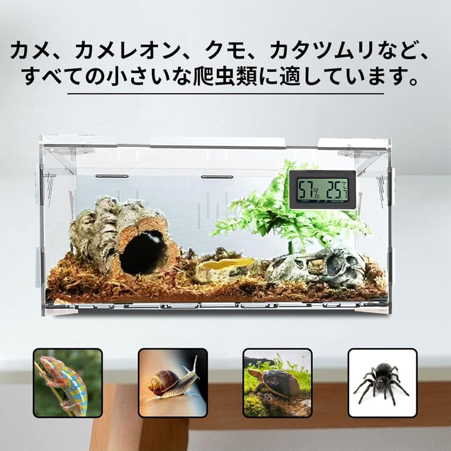 専用　配送無料　爬虫類飼育ケージ 温度管理機能付き　即発送可能 Amazon | Vlwm トカゲケージ 爬虫類ケージ 温度計と湿度計を備え