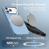 Vista 1084 de GONEZ Funda de silicona para iPhone 15 Pro Max, compatible con Magsafe, protector de cámara + protector de pantalla, forro de microfibra suave Negro