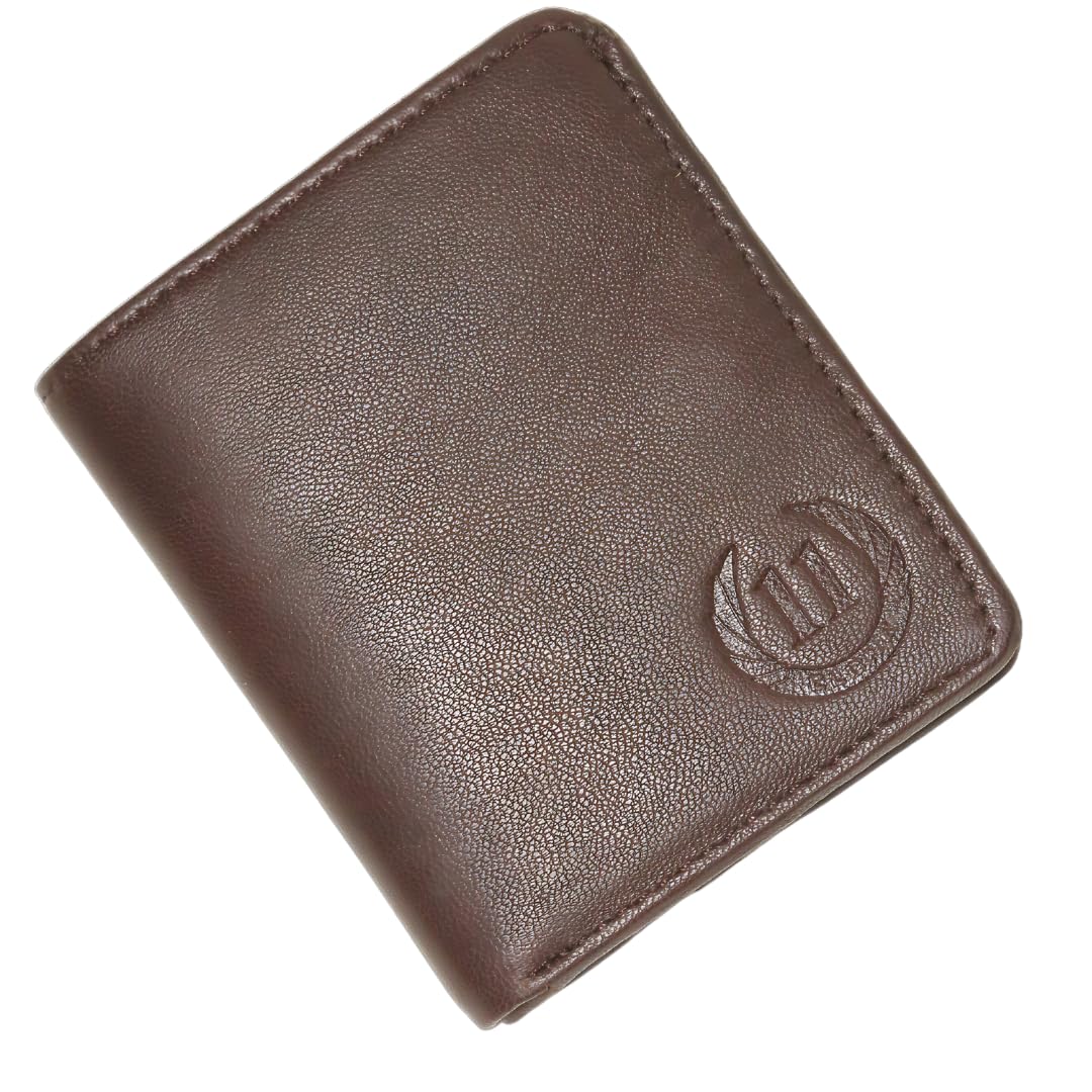 elone Small Leather Wallet for Mens Black Bifold and Brown Bifold (Brown)-picture-43