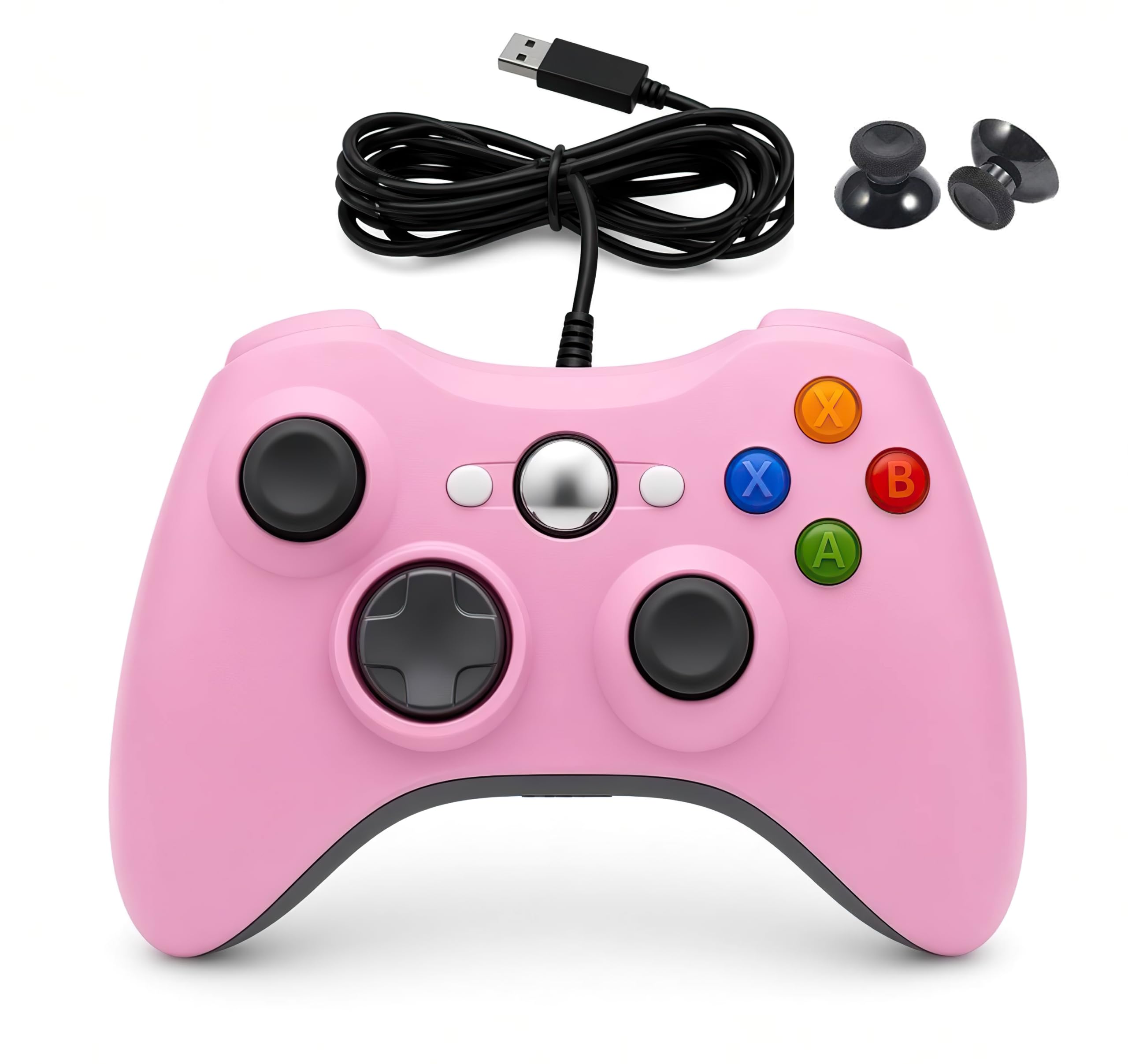 milotic pink wired controller for gaming console | thumbstick caps | replacement analog joystick caps for console controller – 2 pack combo – usb gamepad for console and pc windows (compatible)